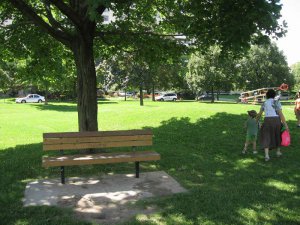 公园内小憩的凳自和秋千等设施众多.JPG